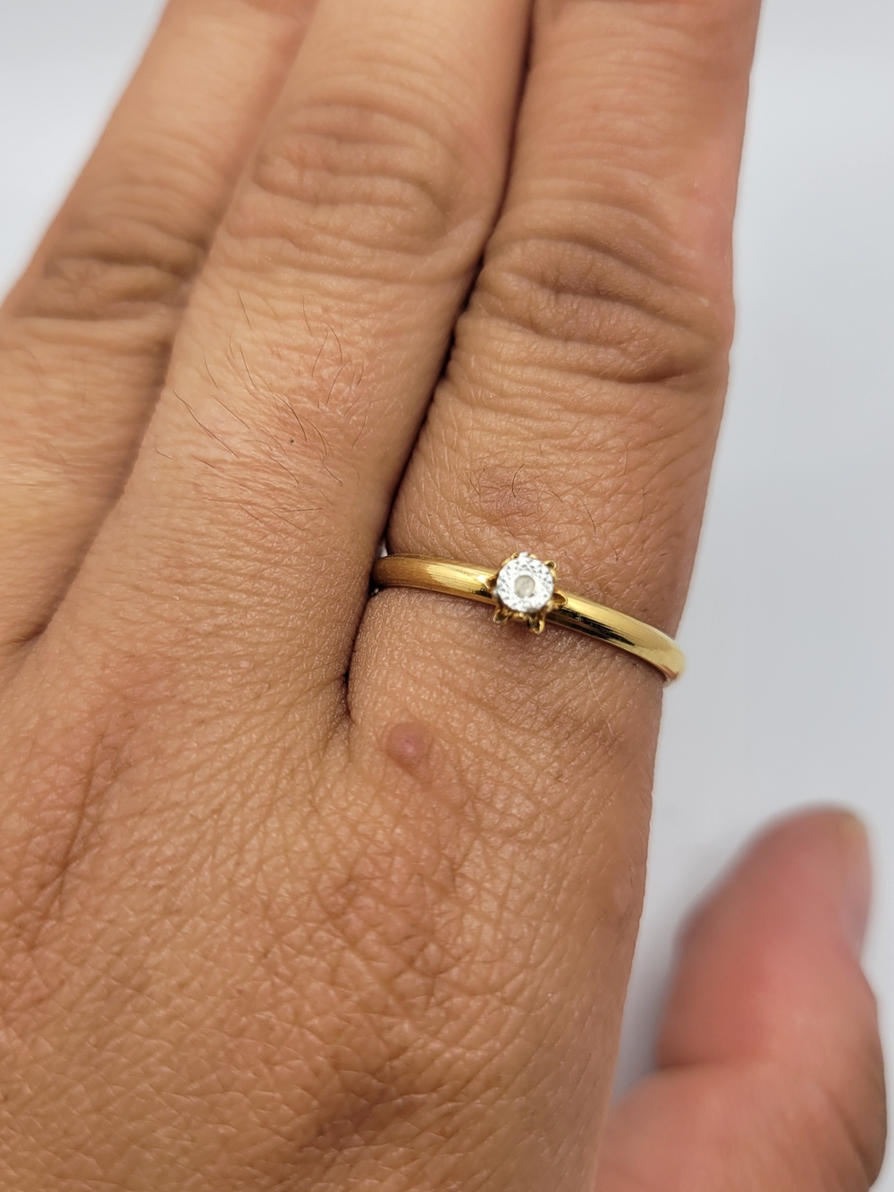Gold Solitaire CZ Ring - Women's Elegant Minimalist Band